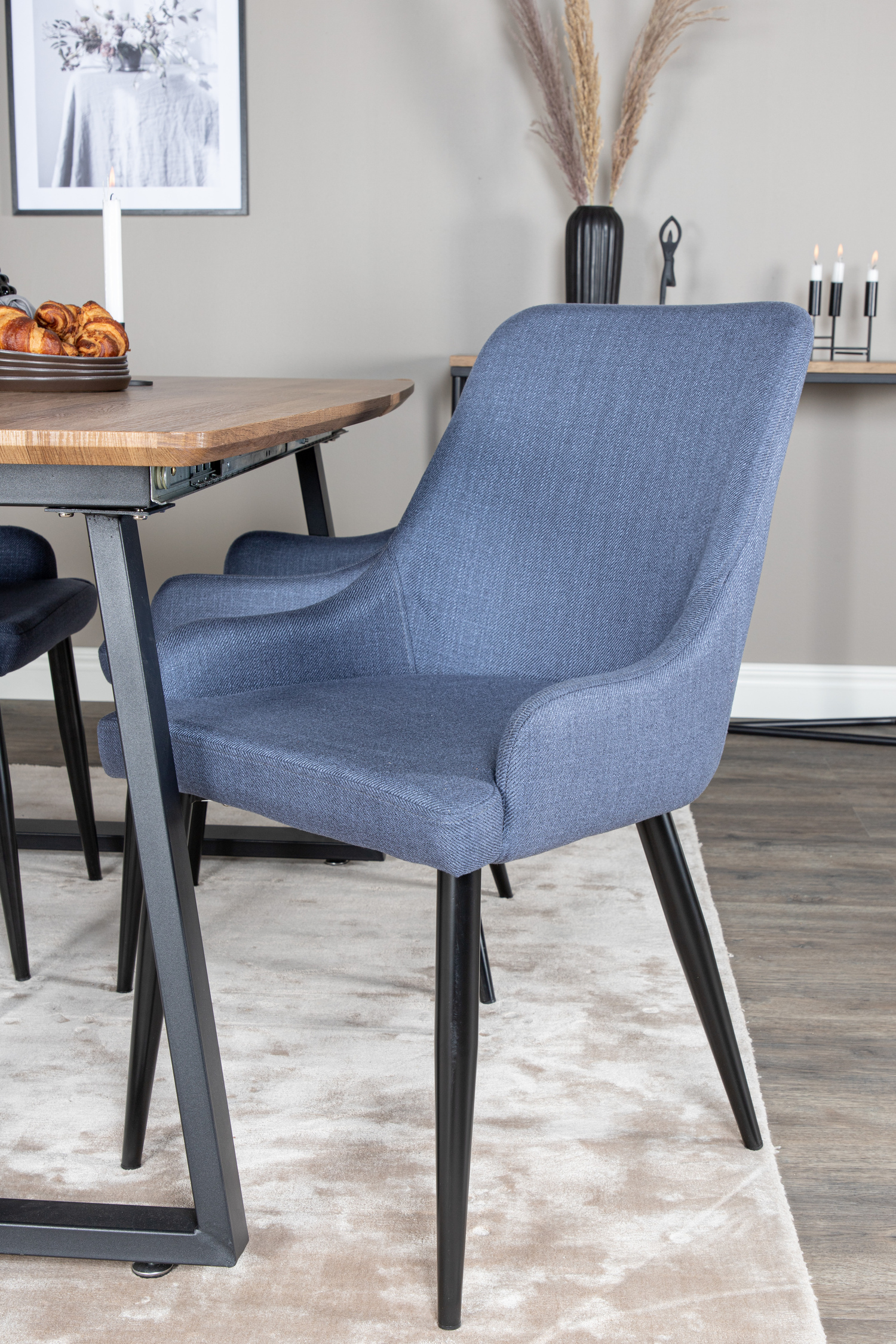 Маса и столове за трапезария Dallas 334 (Син + Черен)