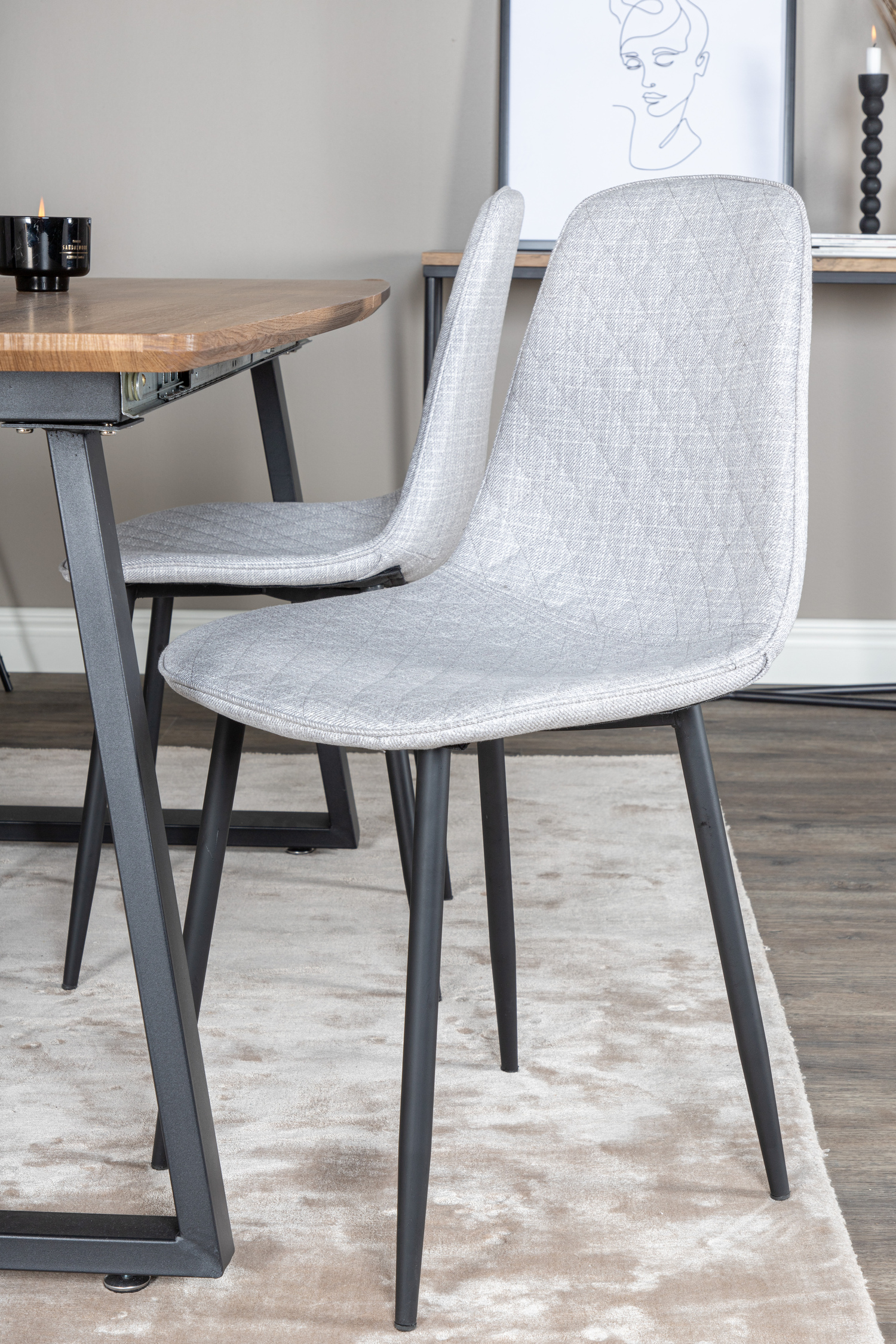 Маса и столове за трапезария Dallas 336 (Светло сив + Черен)