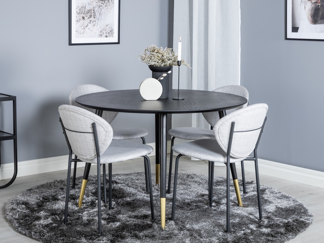 Маса и столове за трапезария Dallas 1186 (Сив + Черен)