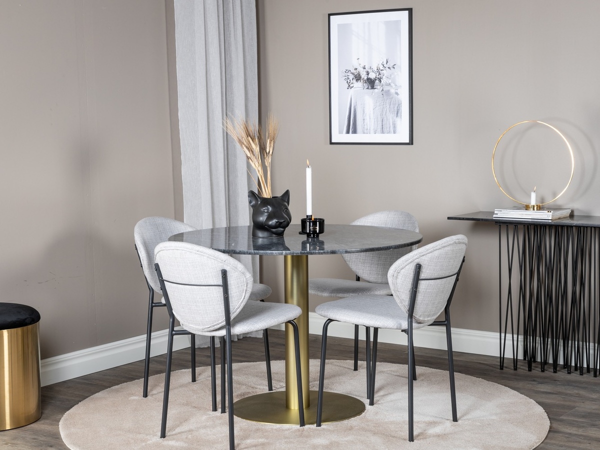 Маса и столове за трапезария Dallas 1209 (Сив + Черен)