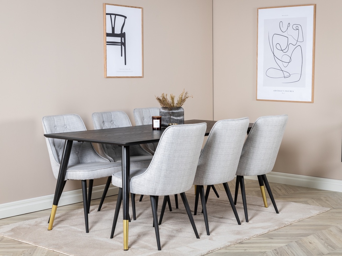 Маса и столове за трапезария Dallas 1256 (Сив + Черен)
