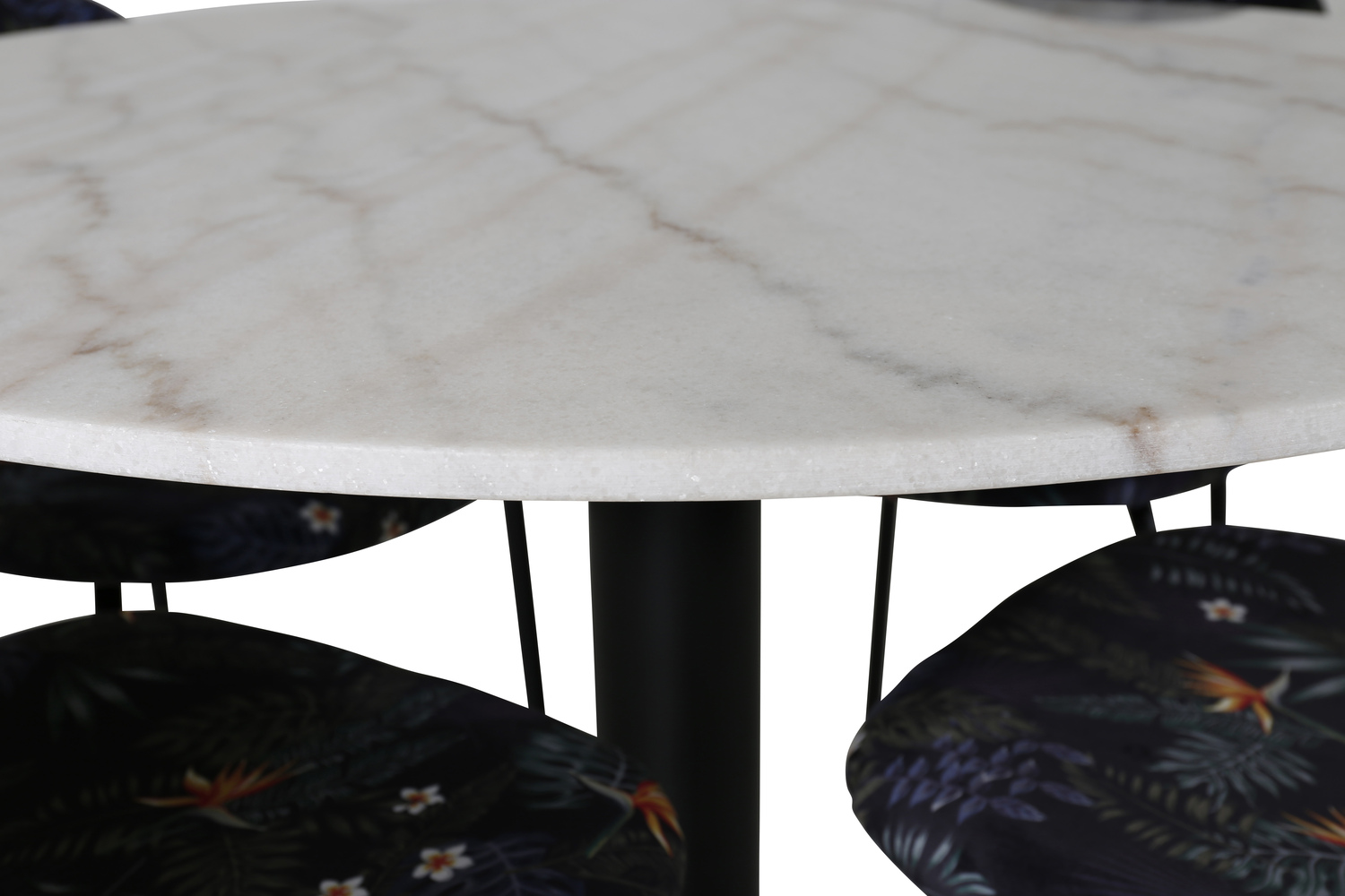 Маса и столове за трапезария Dallas 1298 (Флорален модел + Черен)