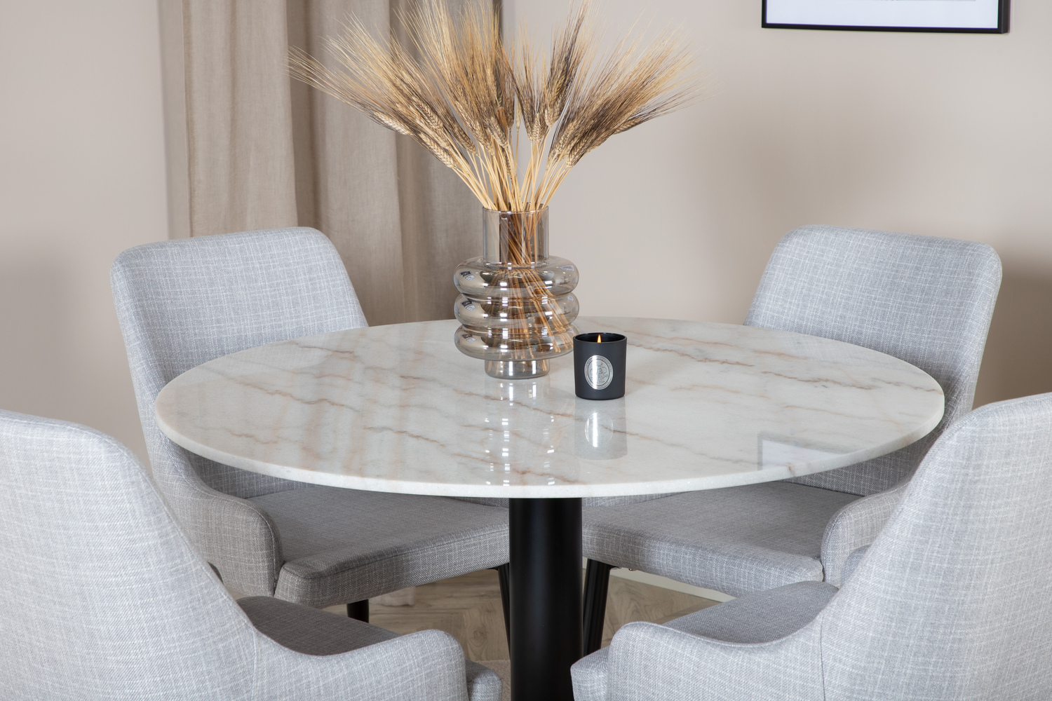 Маса и столове за трапезария Dallas 1300 (Светло сив + Черен)