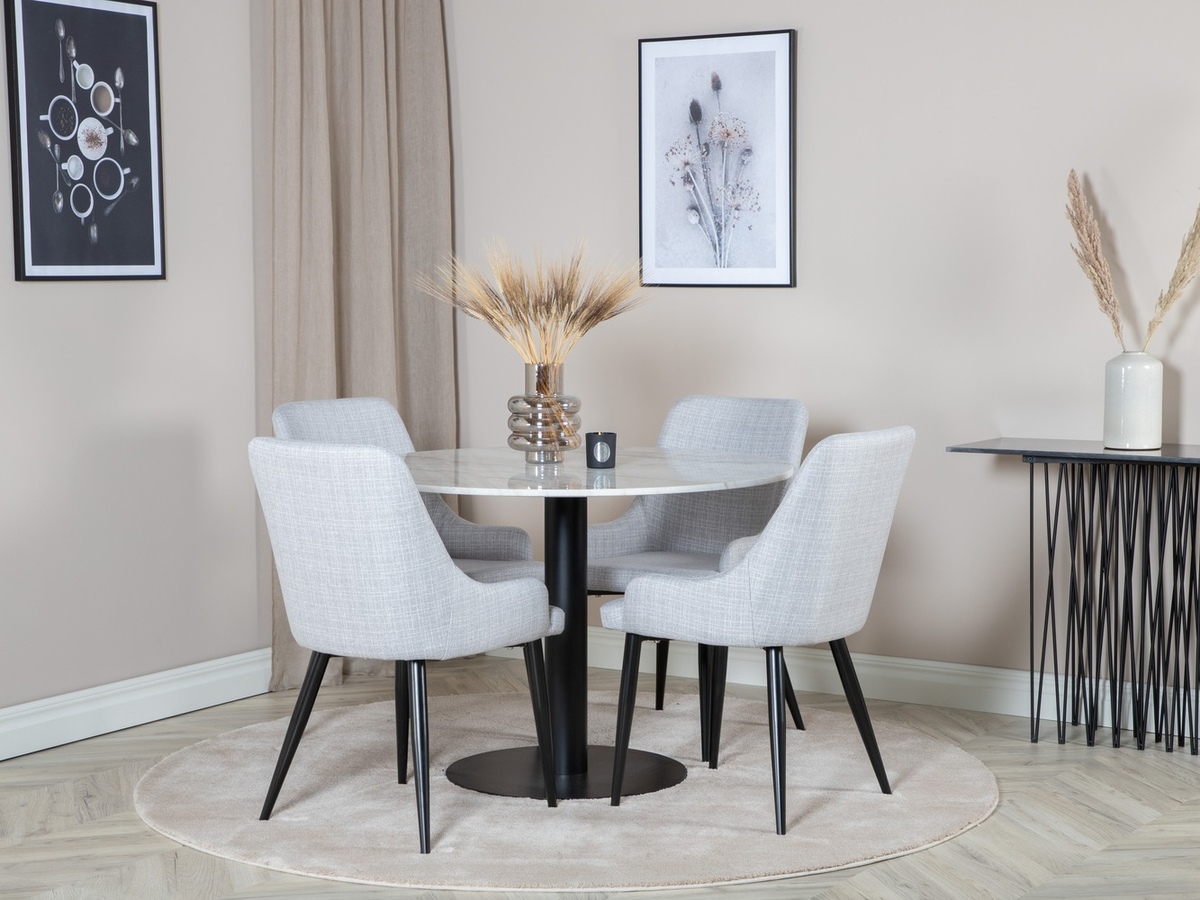 Маса и столове за трапезария Dallas 1300 (Светло сив + Черен)