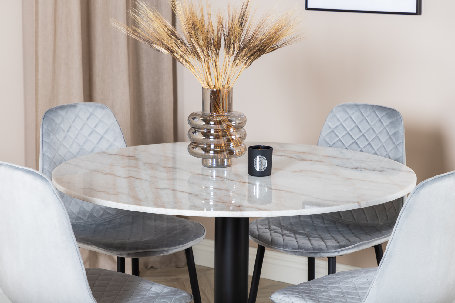 Маса и столове за трапезария Dallas 1302 (Сив + Черен)