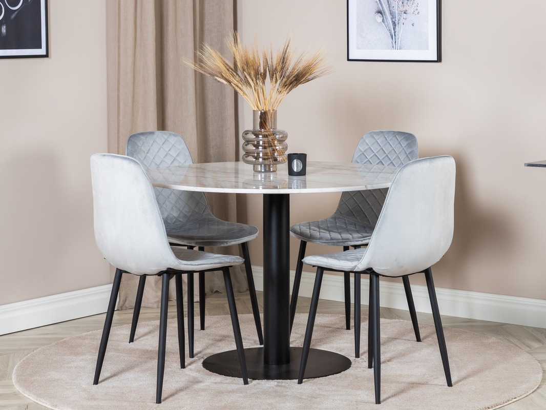 Маса и столове за трапезария Dallas 1302 (Сив + Черен)