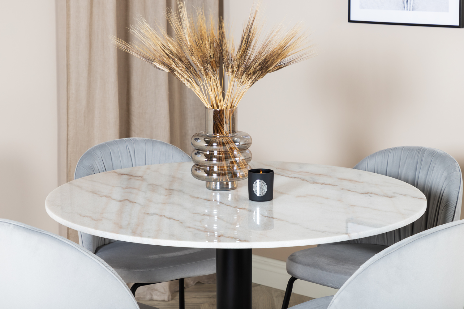 Маса и столове за трапезария Dallas 1303 (Сив + Черен)