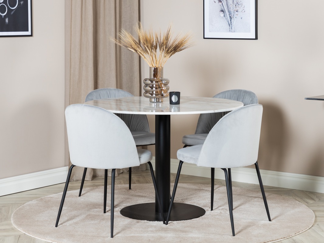 Маса и столове за трапезария Dallas 1303 (Сив + Черен)