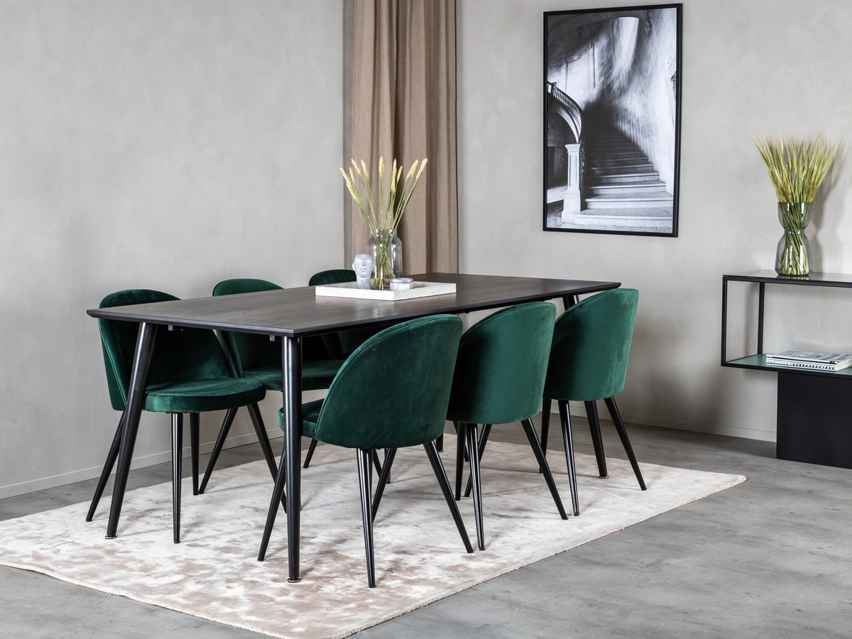 Маса и столове за трапезария Dallas 1335 (Зелен + Черен)