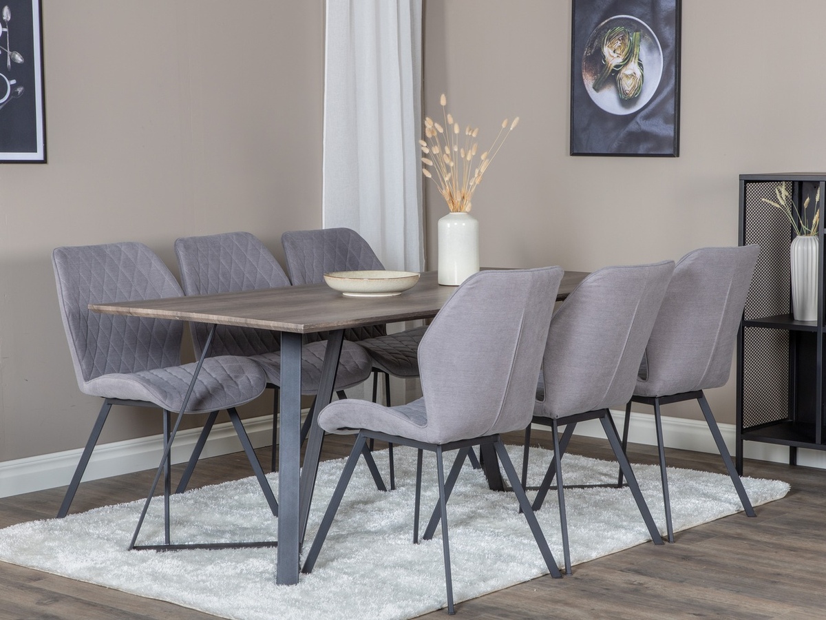 Маса и столове за трапезария Dallas 1359 (Сив + Черен)