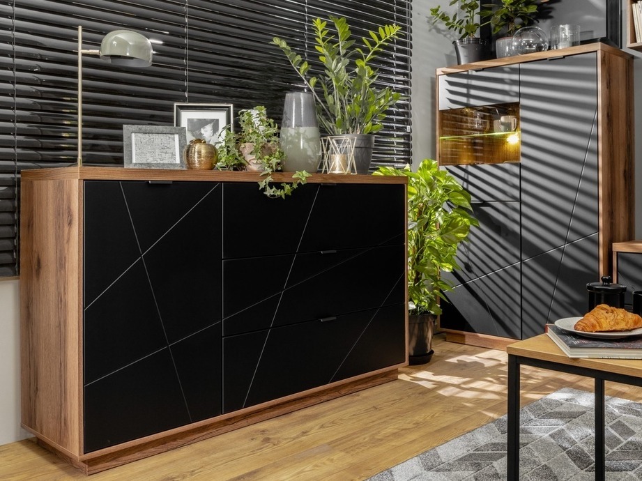 Скрин Fivale 100 (Тъмен деланов дъб + Черен мат)