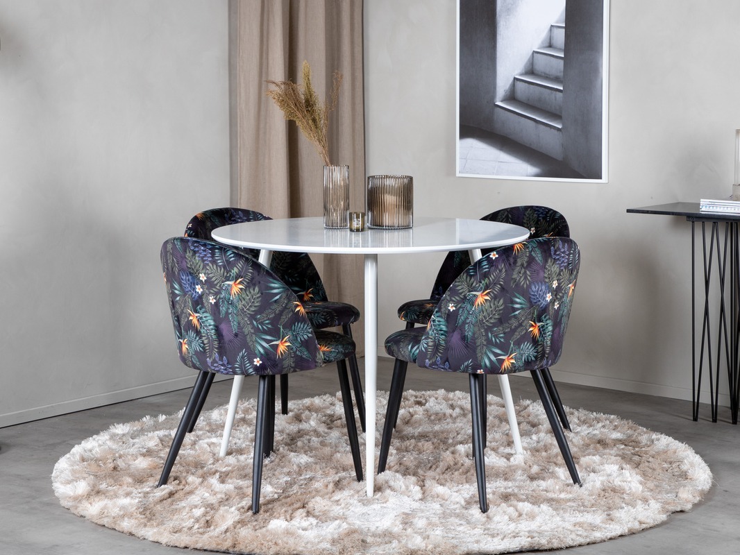 Маса и столове за трапезария Dallas 4611 (Бял)