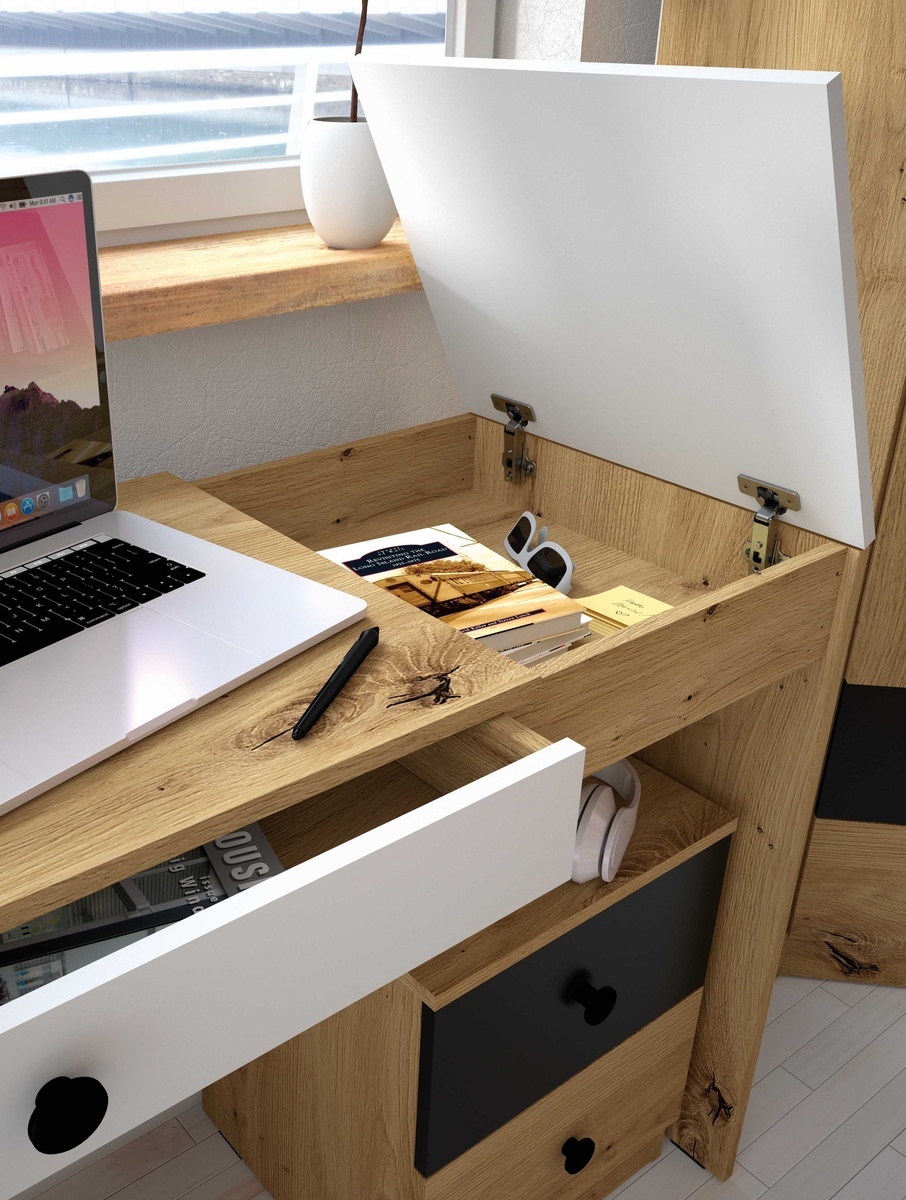 Нощно шкафче Mirelbu 108 (Artisan дъб + Черен)