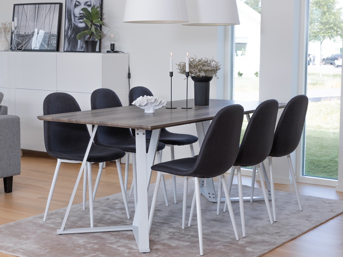 Маса и столове за трапезария Dallas 1804 (Бял + Черен)