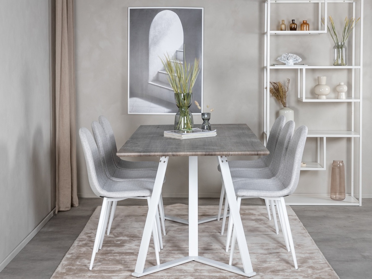 Маса и столове за трапезария Dallas 1804 (Светло сив + Бял)
