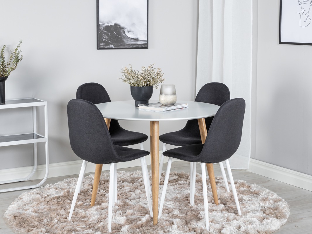 Маса и столове за трапезария Dallas 291 (Черен + Бял)