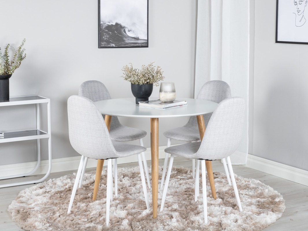 Маса и столове за трапезария Dallas 291 (Светло сив + Бял)