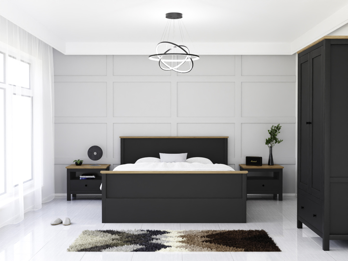 Комплект за спалня Sordoro 123 (Графит + Artisan дъб)