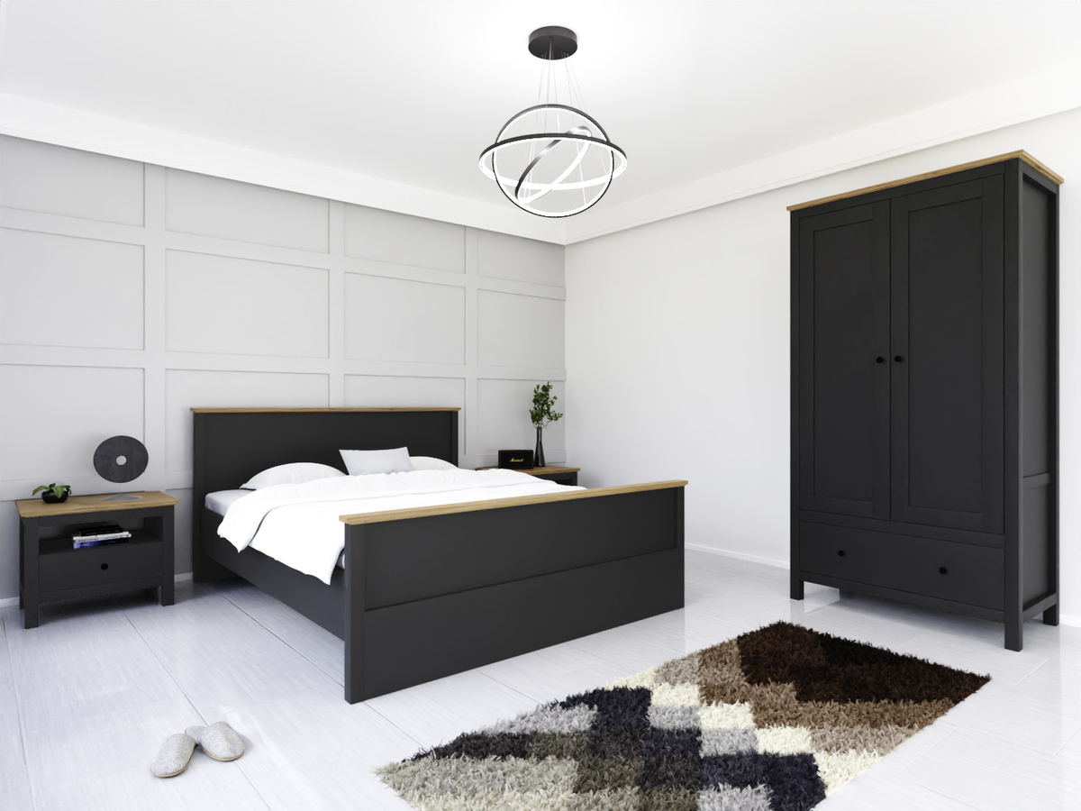 Комплект за спалня Sordoro 123 (Графит + Artisan дъб)