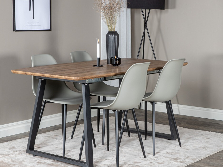 Маса и столове за трапезария Dallas 329 (Сив + Черен)