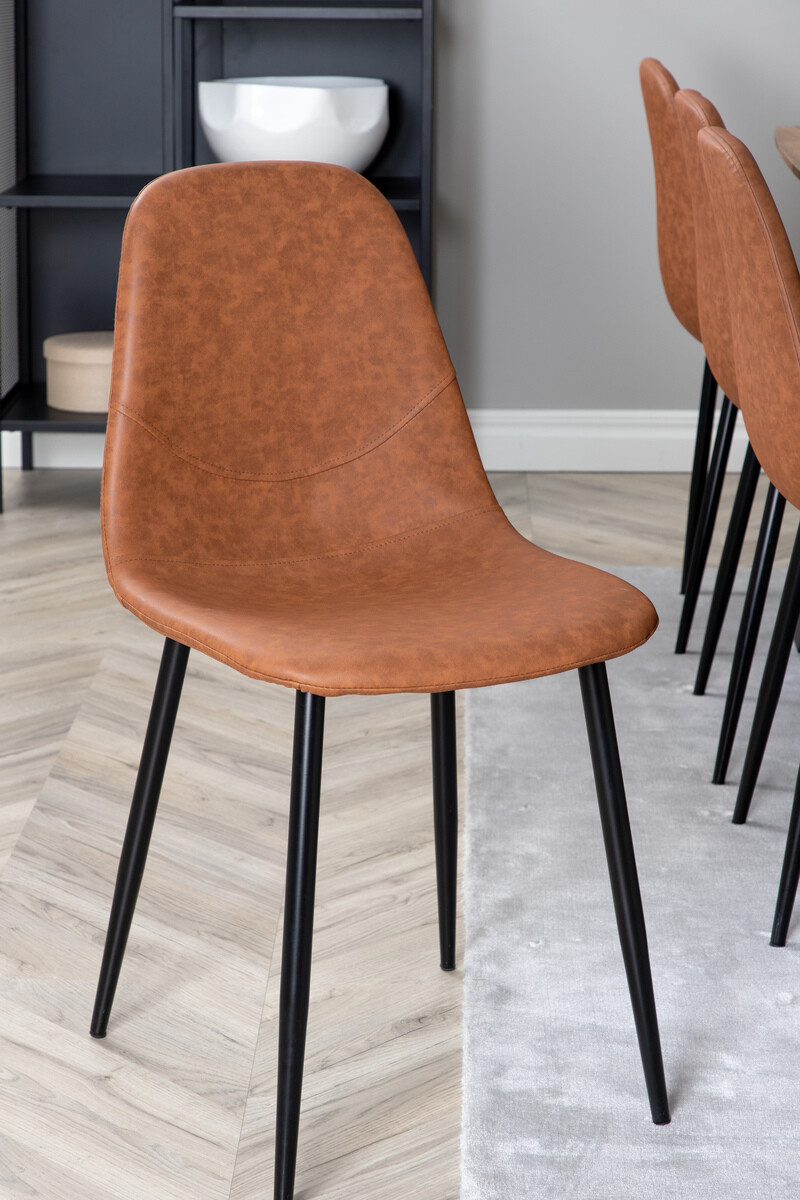 Маса и столове за трапезария Dallas 331 (Кафяв + Черен)