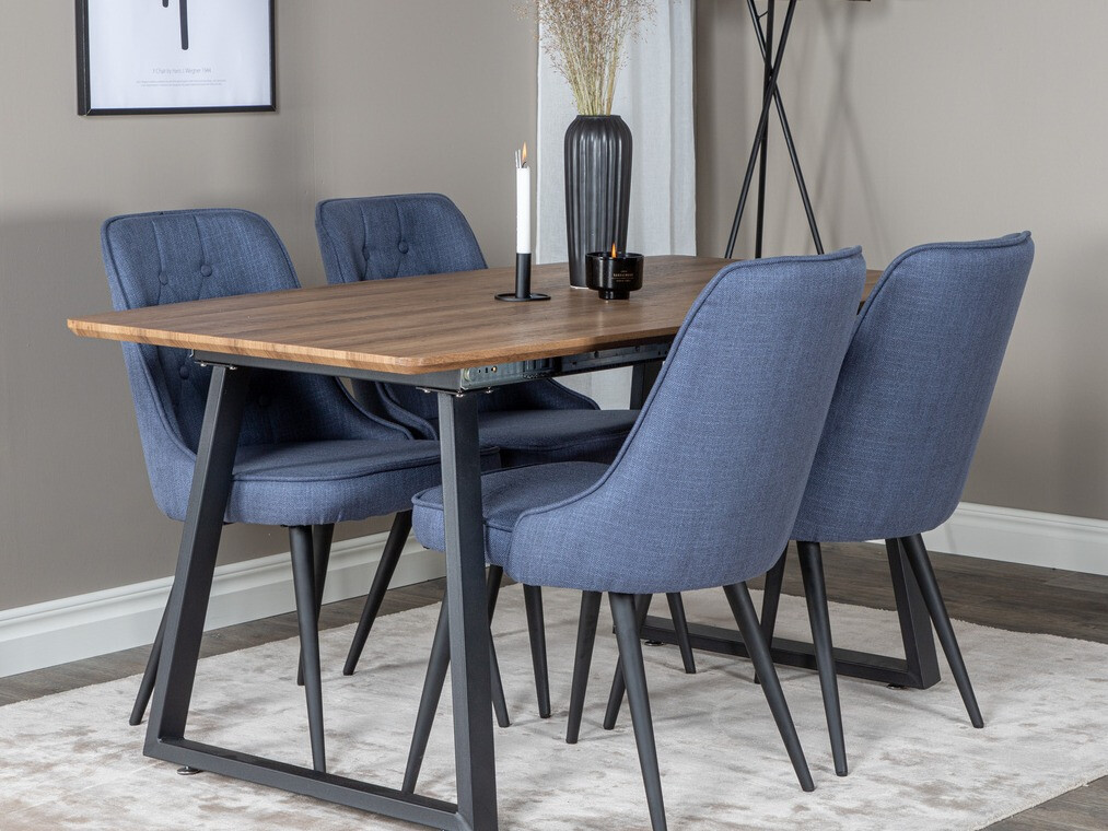 Маса и столове за трапезария Dallas 332 (Син + Черен)