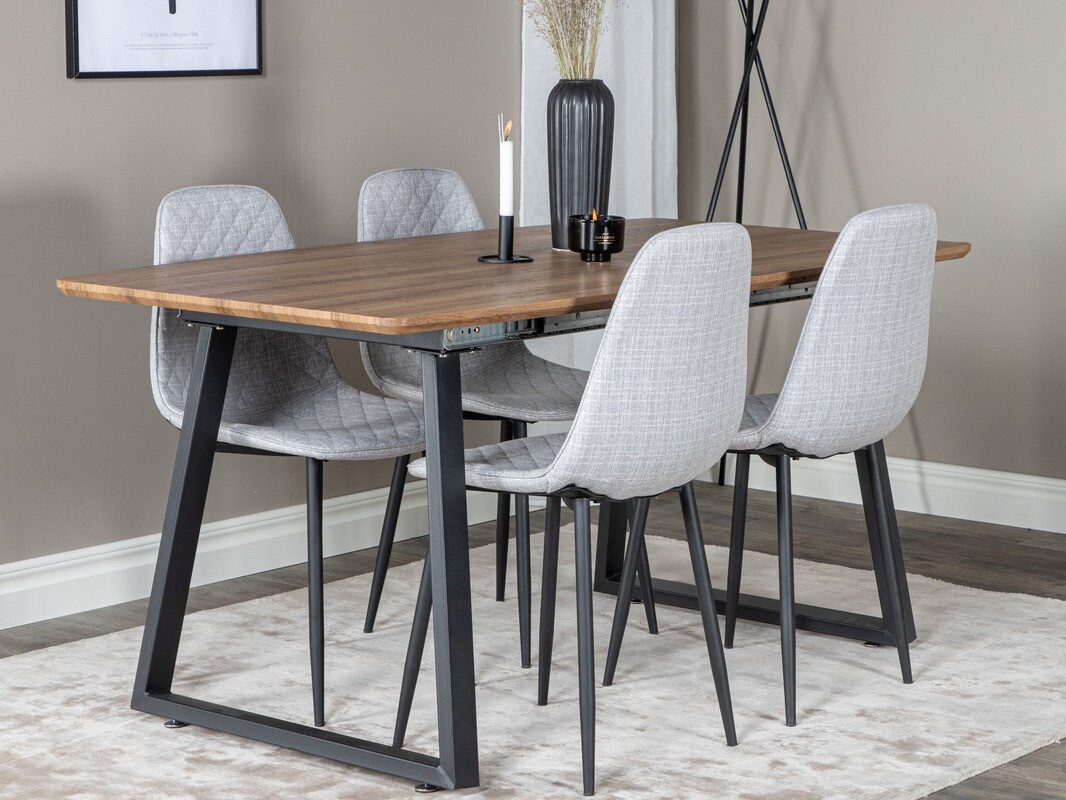 Маса и столове за трапезария Dallas 336 (Светло сив + Черен)