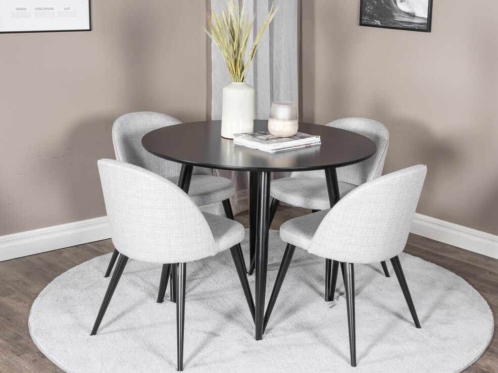 Маса и столове за трапезария Dallas 343 (Светло сив + Черен)