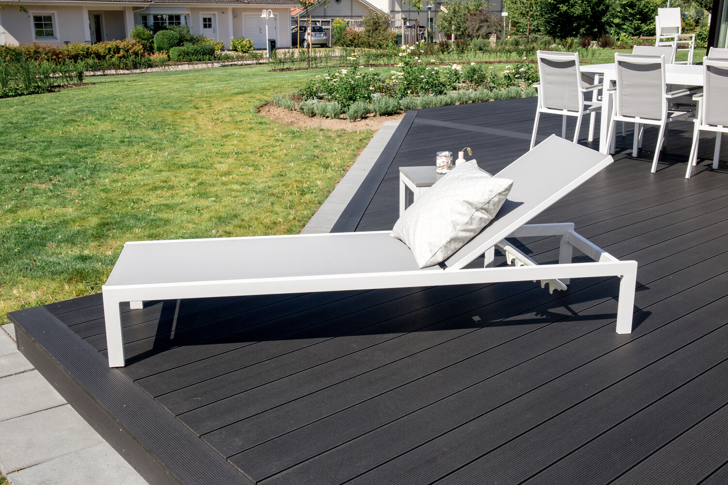 Градински шезлонг Dallas 2314 (Бял + Сив)