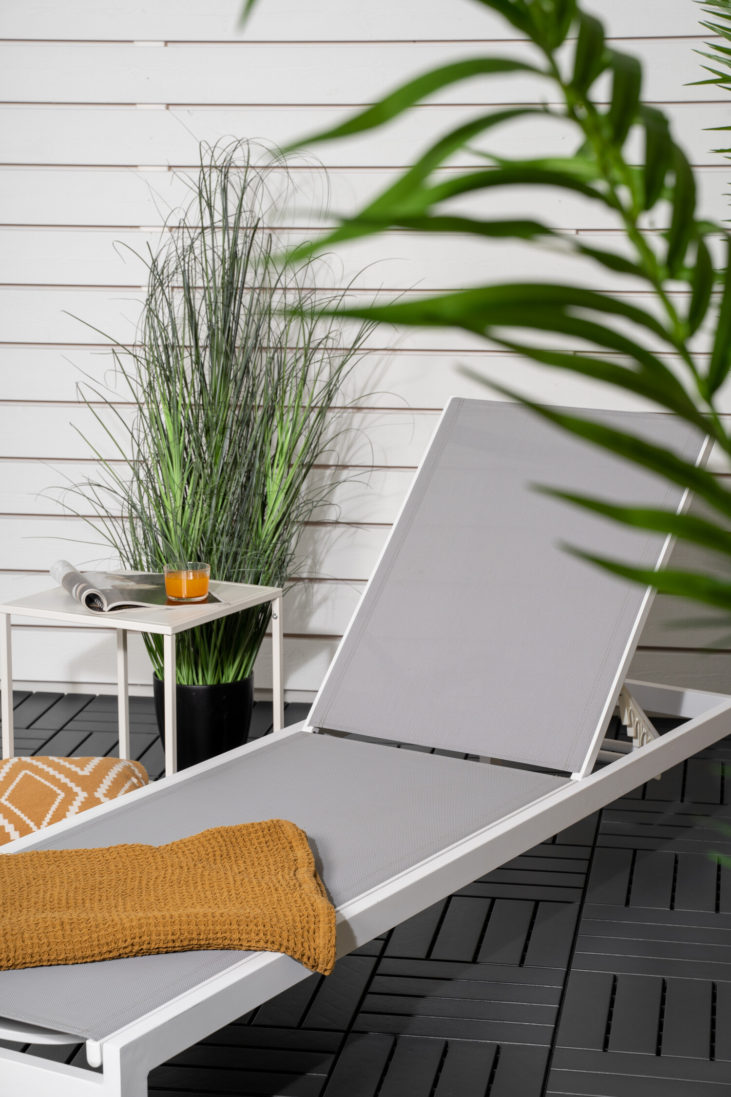 Градински шезлонг Dallas 2314 (Бял + Сив)