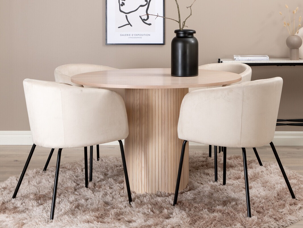 Маса и столове за трапезария Dallas 2557 (Сметана + Черен)