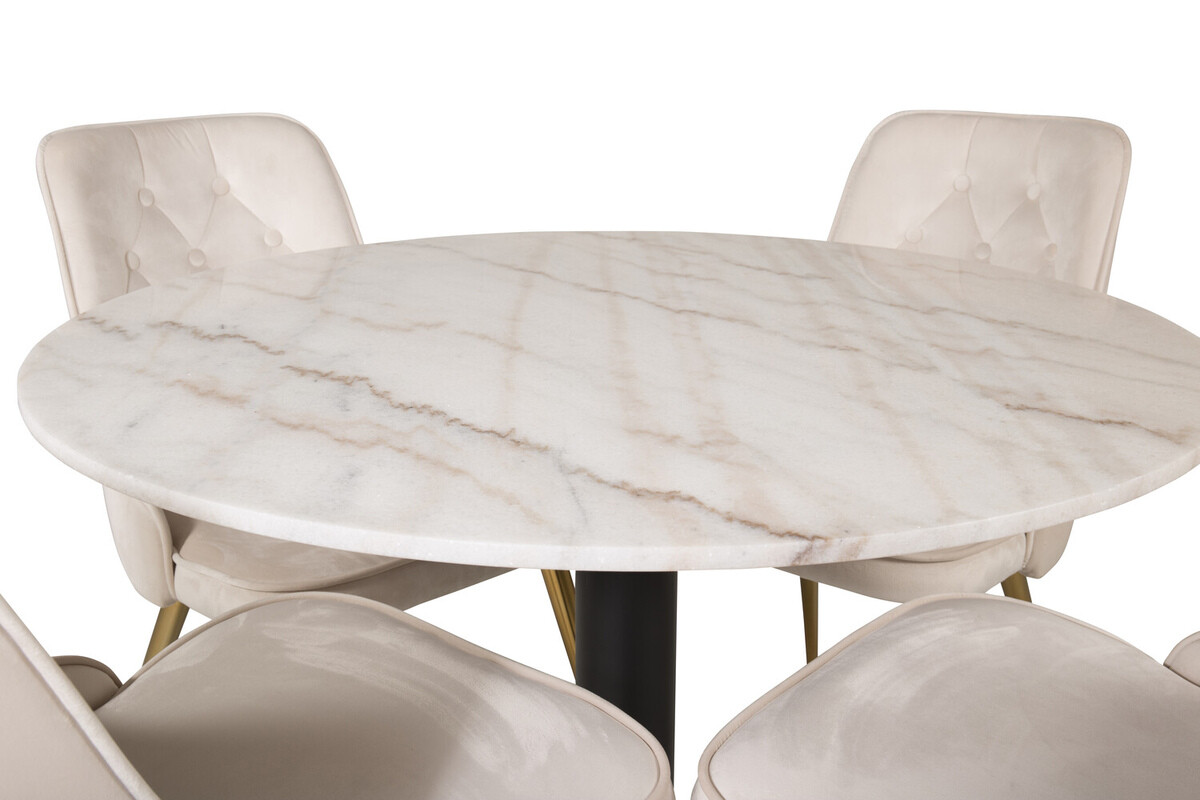 Маса и столове за трапезария Dallas 2570 (Бежов + Месинг)