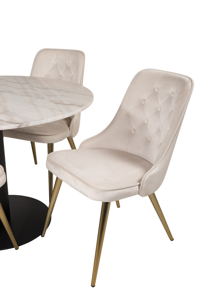 Маса и столове за трапезария Dallas 2570 (Бежов + Месинг)