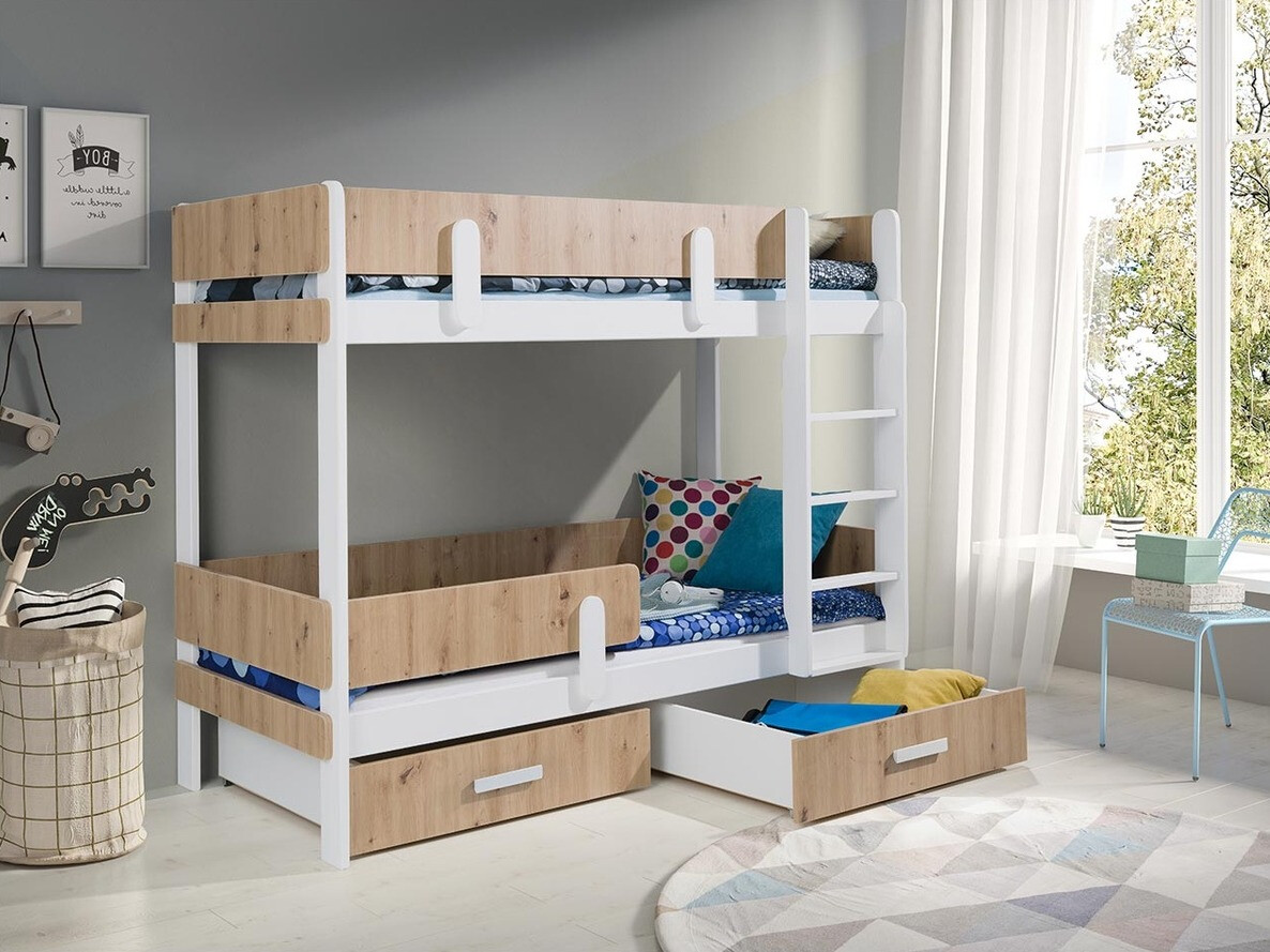 Двуетажно легло Henderson 144 (Бял + Artisan дъб)