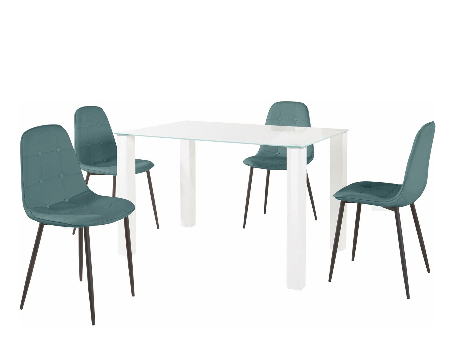 Маса и столове за трапезария Denton 267 (Бял + Тюркоаз + Черен)