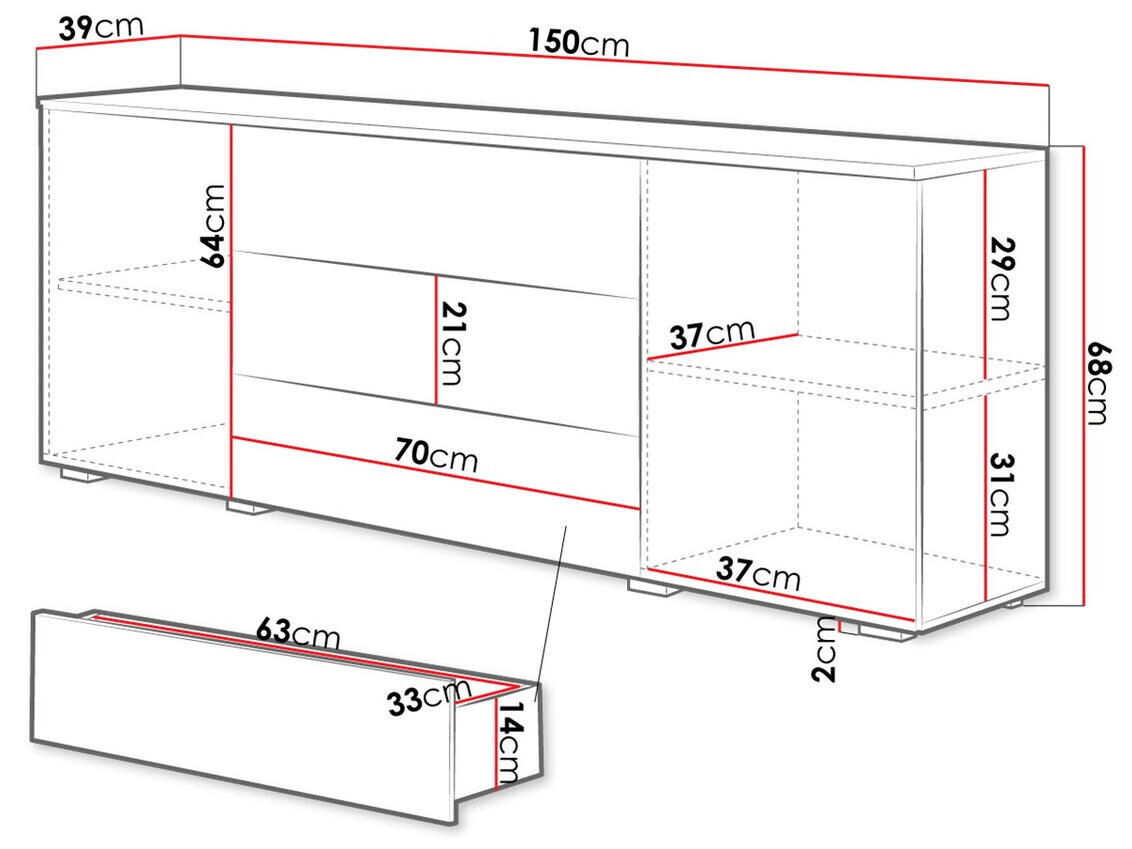 Скрин Sarasota 129 (Дъб уотан + Бял гланц)