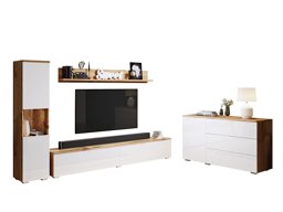 Комплект за хол Sarasota 132 (Дъб уотан + Бял гланц)