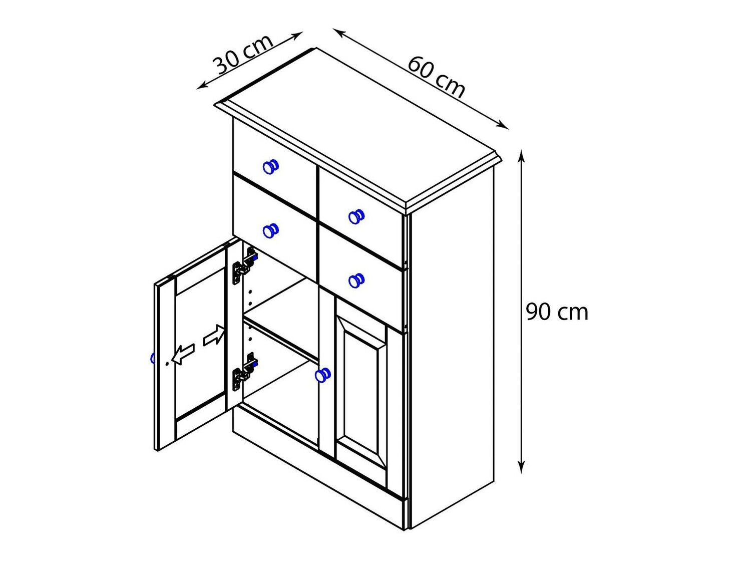 Стоящ шкаф за баня Deletri 100 (Бял + Havana Дъб)