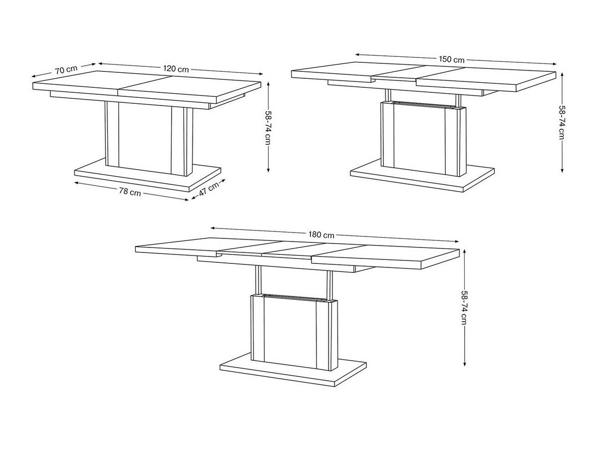 Трансформираща се масичка за кафе Glendale 103 (Бетон + Черен)
