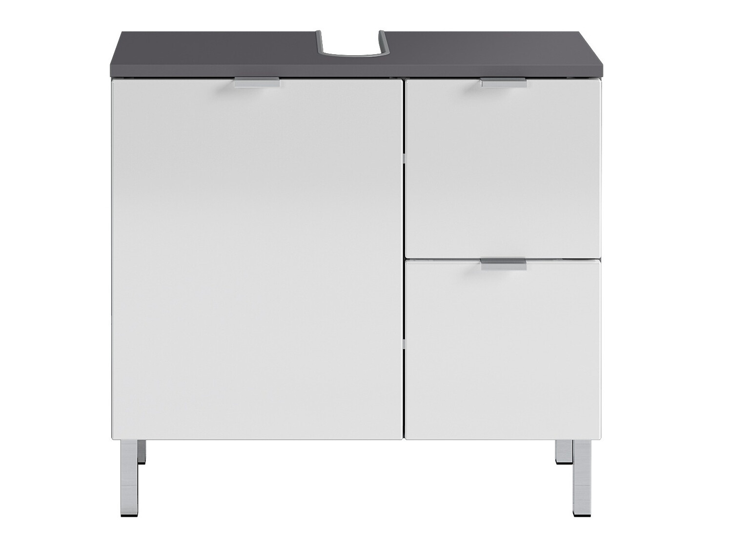 Стоящ шкаф за баня за мивка Lomcamo 100 (Бял гланц+ Графит)