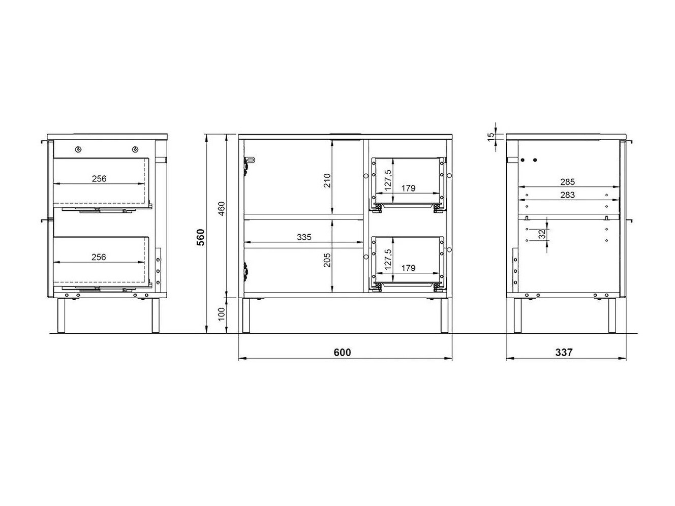 Стоящ шкаф за баня за мивка Lomcamo 100 (Бял гланц+ Графит)