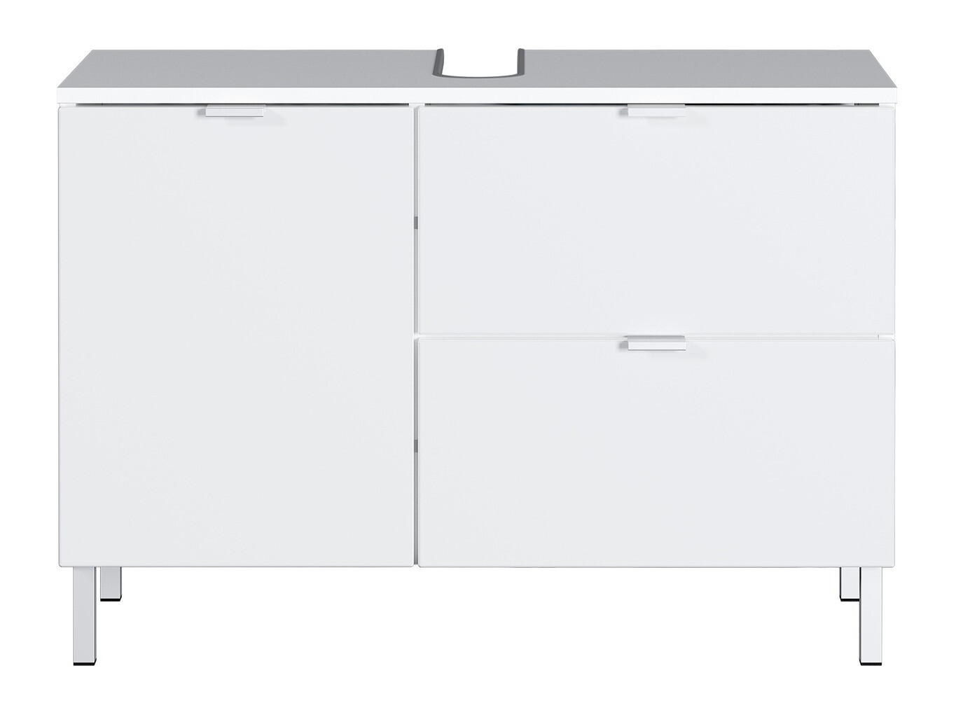 Стоящ шкаф за баня за мивка Lomcamo 101 (Бял + Бял гланц)