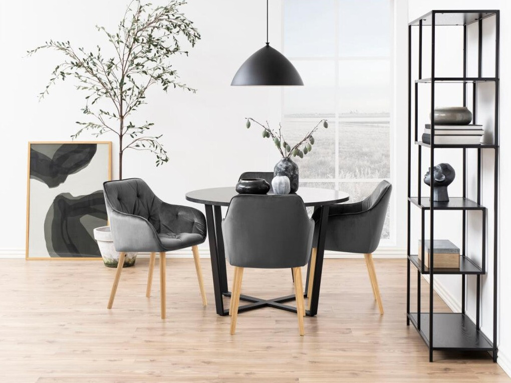 Стол Norsica 489 (Тъмно сив + Ярък дърво)