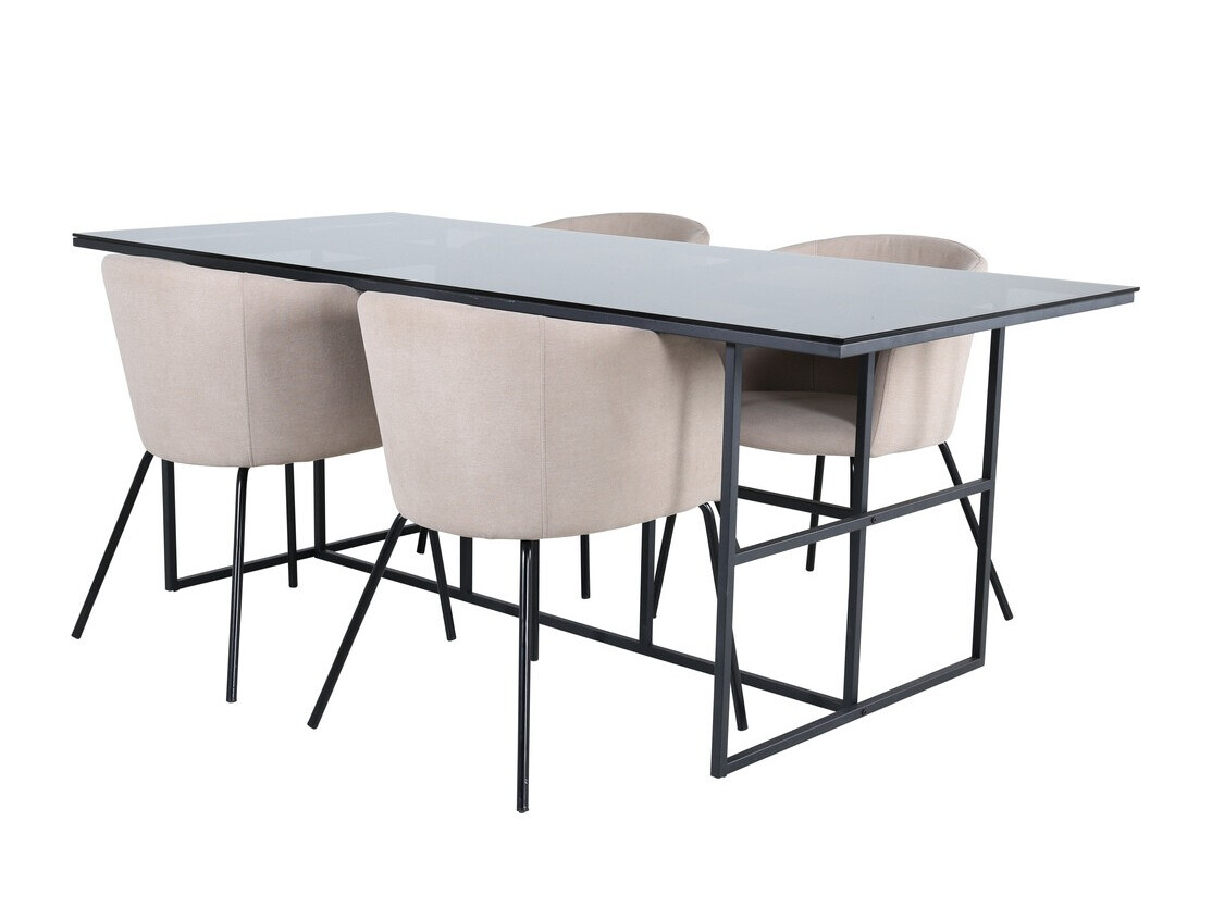 Маса и столове за трапезария Dallas 3044 (Сметана + Черен)