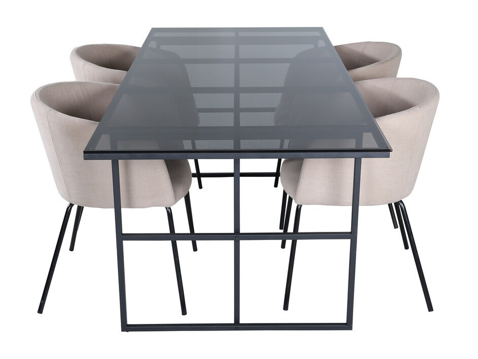 Маса и столове за трапезария Dallas 3044 (Сметана + Черен)