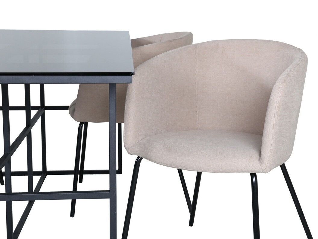 Маса и столове за трапезария Dallas 3044 (Сметана + Черен)