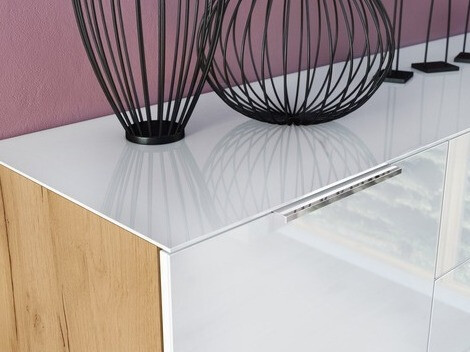 Скрин Sacramento 301 (Navarra дъб + Бял гланц)