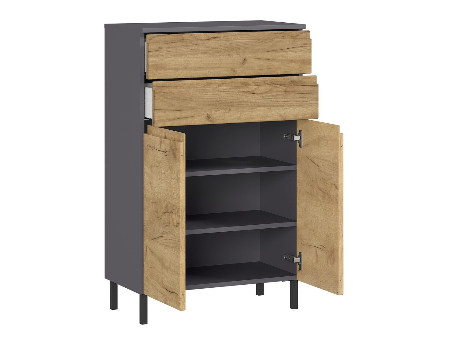 Стоящ шкаф за баня Talmira 104 (Графит + Grandson дъб)