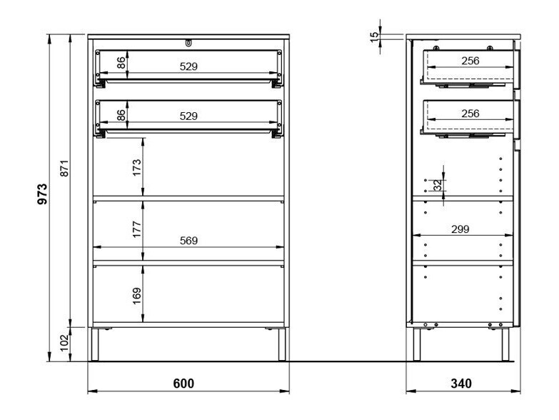 Стоящ шкаф за баня Talmira 104 (Графит + Grandson дъб)