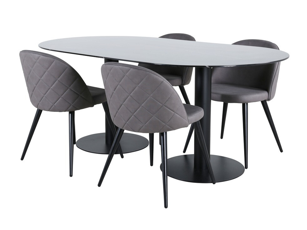 Маса и столове за трапезария Dallas 3068 (Сив + Черен)
